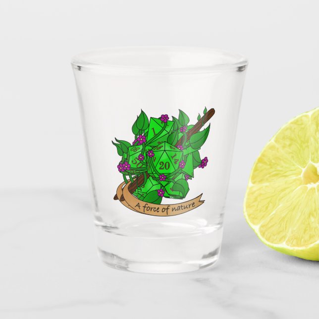 Druid Dice Design Shot Glass (Front)