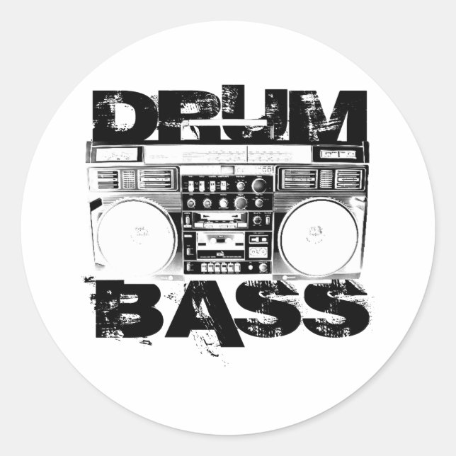 Drum and Bass Classic Round Sticker (Front)