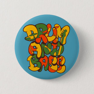 drum and bass reggae colour - logo, graffiti, sign 6 cm round badge