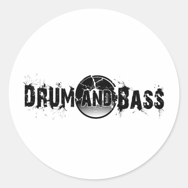 Drum and Bass Shattered Record Classic Round Sticker (Front)