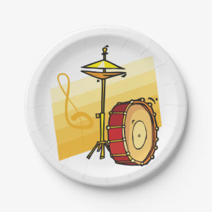 Drum and Cymbal Music Percussion Art Paper Plate