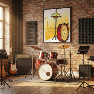 Drum and Cymbal Music Percussion Art Poster