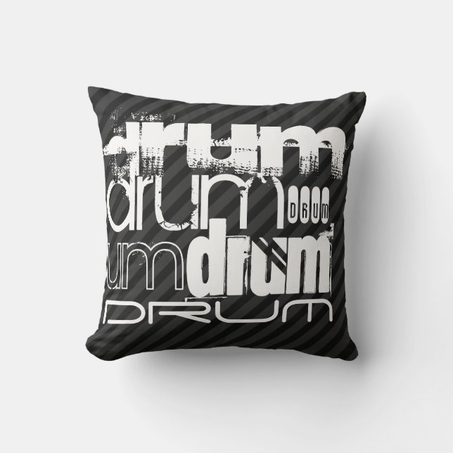 Drum; Black & Dark Grey Stripes Cushion (Front)