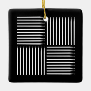 Drum Crosshatch Black Ceramic Ornament