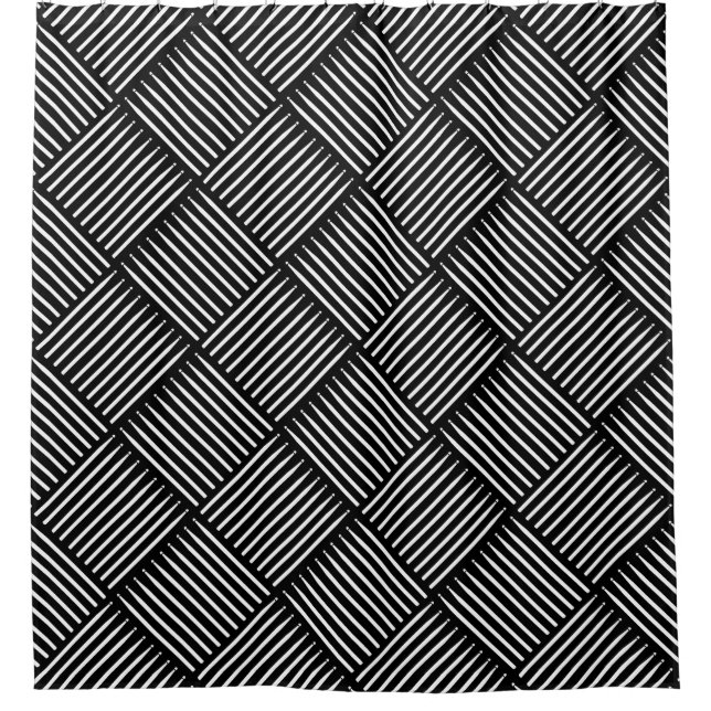 Drum Crosshatch Black Shower Curtain (Front)