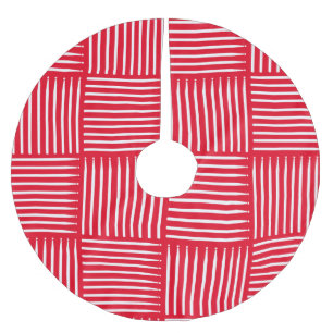 Drum Crosshatch Red Brushed Polyester Tree Skirt