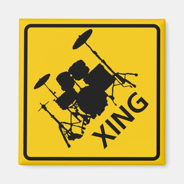 Drum Crossing Highway Sign Magnet (Front)