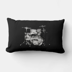 drum kit black&white decor lumbar cushion