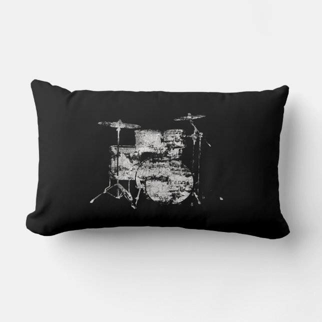 drum kit black&white decor lumbar cushion (Front)