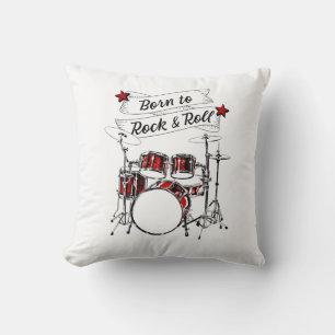 Drum Kit Born to Rock & Roll Drummer Kid Drumming Cushion