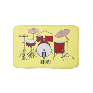 Drum kit cartoon illustration  bath mat