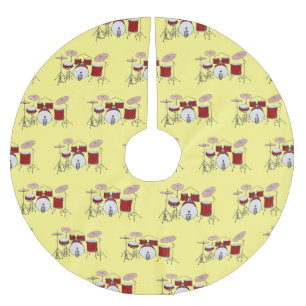 Drum kit cartoon illustration brushed polyester tree skirt