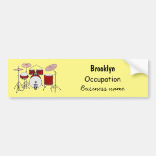 Drum kit cartoon illustration bumper sticker