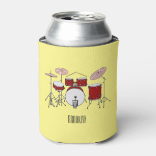 Drum kit cartoon illustration  can cooler