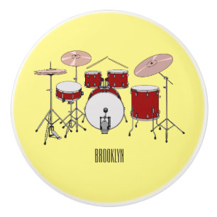 Drum kit cartoon illustration ceramic knob