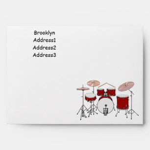 Drum kit cartoon illustration envelope