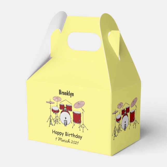 Drum kit cartoon illustration favour box (Front Side)