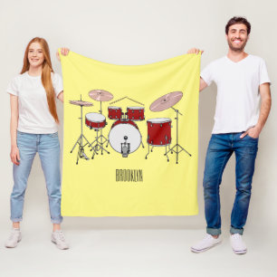 Drum kit cartoon illustration fleece blanket