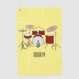 Drum kit cartoon illustration  golf towel
