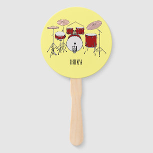 Drum kit cartoon illustration hand fan
