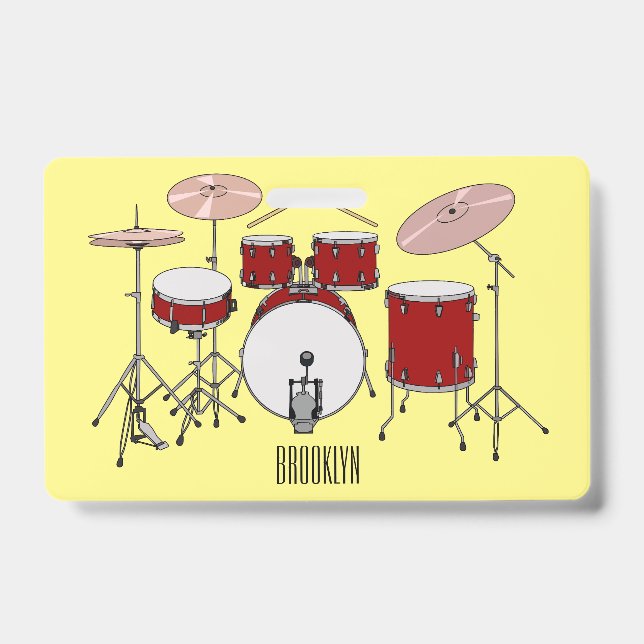 Drum kit cartoon illustration  ID badge (Front)