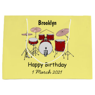 Drum kit cartoon illustration large gift bag