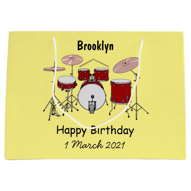 Drum kit cartoon illustration large gift bag (Front)
