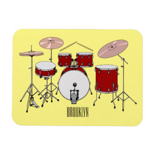 Drum kit cartoon illustration  magnet
