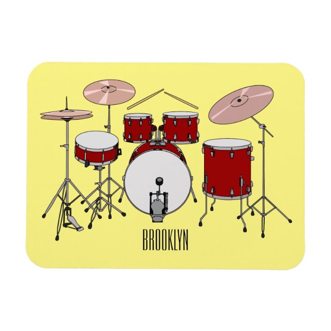 Drum kit cartoon illustration  magnet (Horizontal)