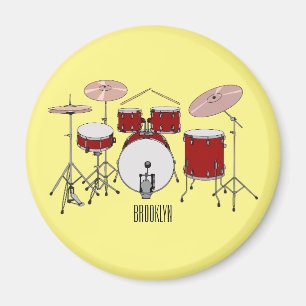 Drum kit cartoon illustration magnet