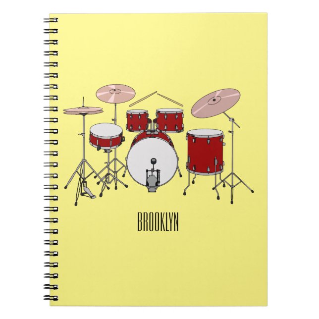 Drum kit cartoon illustration  notebook (Front)