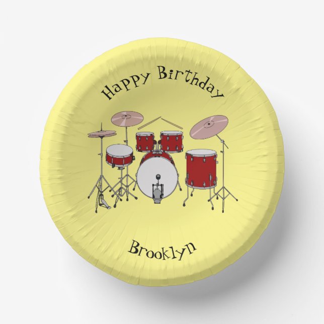 Drum kit cartoon illustration paper plate (Front)