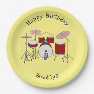 Drum kit cartoon illustration paper plate