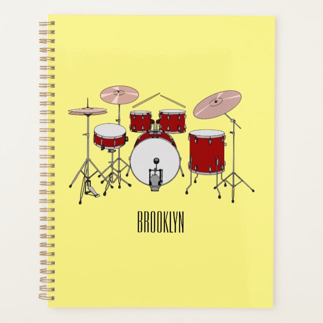 Drum kit cartoon illustration  planner (Front)