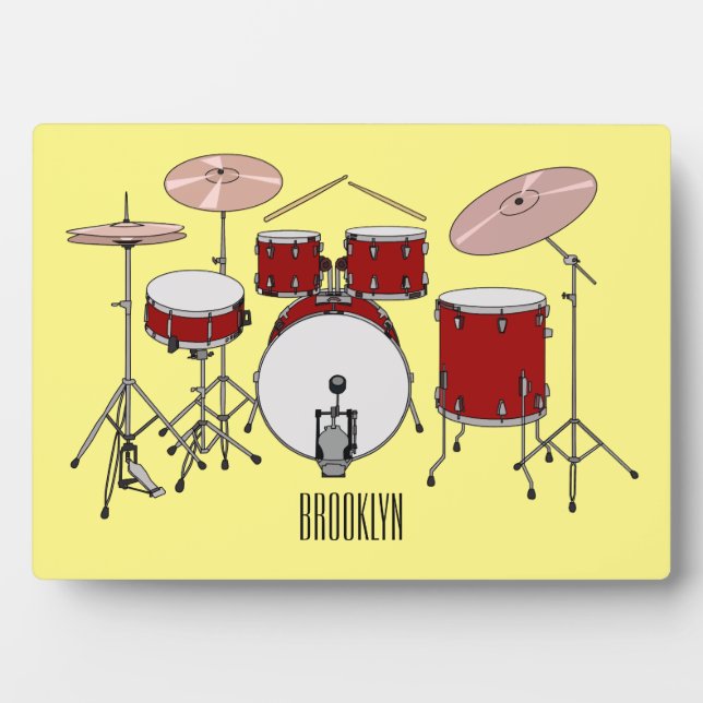Drum kit cartoon illustration  plaque (Front)