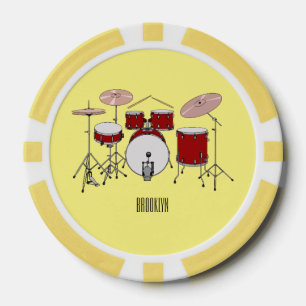 Drum kit cartoon illustration  poker chips