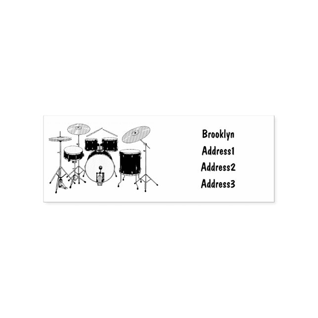 Drum kit cartoon illustration rubber stamp (Imprint)
