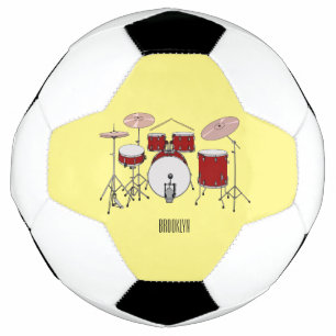 Drum kit cartoon illustration  soccer ball