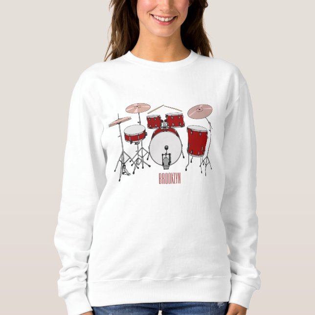 Drum kit cartoon illustration  sweatshirt (Front)