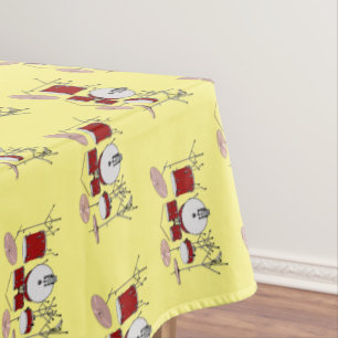 Drum kit cartoon illustration  tablecloth