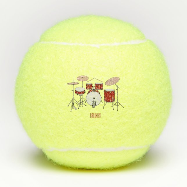 Drum kit cartoon illustration  tennis balls (Front)