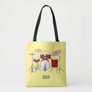Drum kit cartoon illustration  tote bag