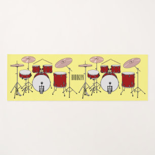 Drum kit cartoon illustration  yoga mat