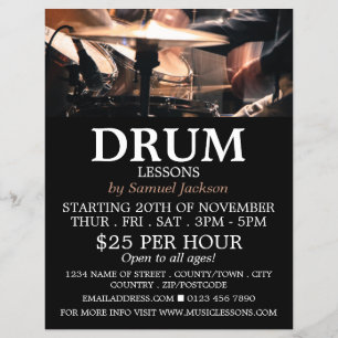 Drum Kit, Drum Lessons Advertising Flyer