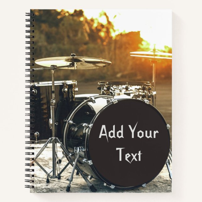 Drum Kit Drummer Rock  Personalise Customise Notebook (Front)