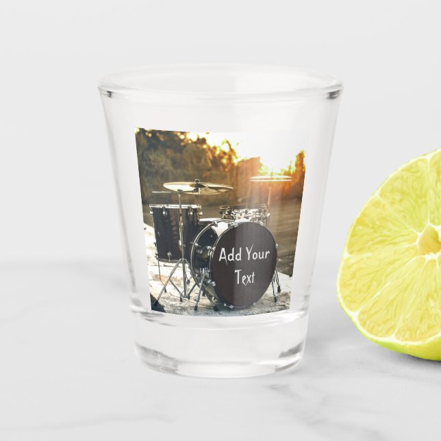 Drum Kit Drummer Rock  Personalise Customise Shot Glass (Front)