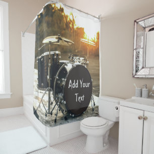 Drum Kit Drummer Rock Personalise Customise Shower Curtain