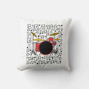 Drum Kit Musical Notes Percussionist Music Teacher Cushion