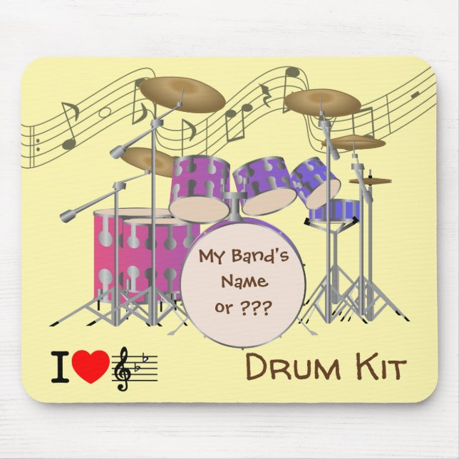 DRUM KIT on a Mouse Pad #2 - I ''Heart'' Music (Front)