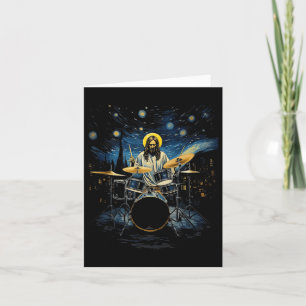 Drum Kit Percussionist Drummer Van Gogh Jesus Play Card